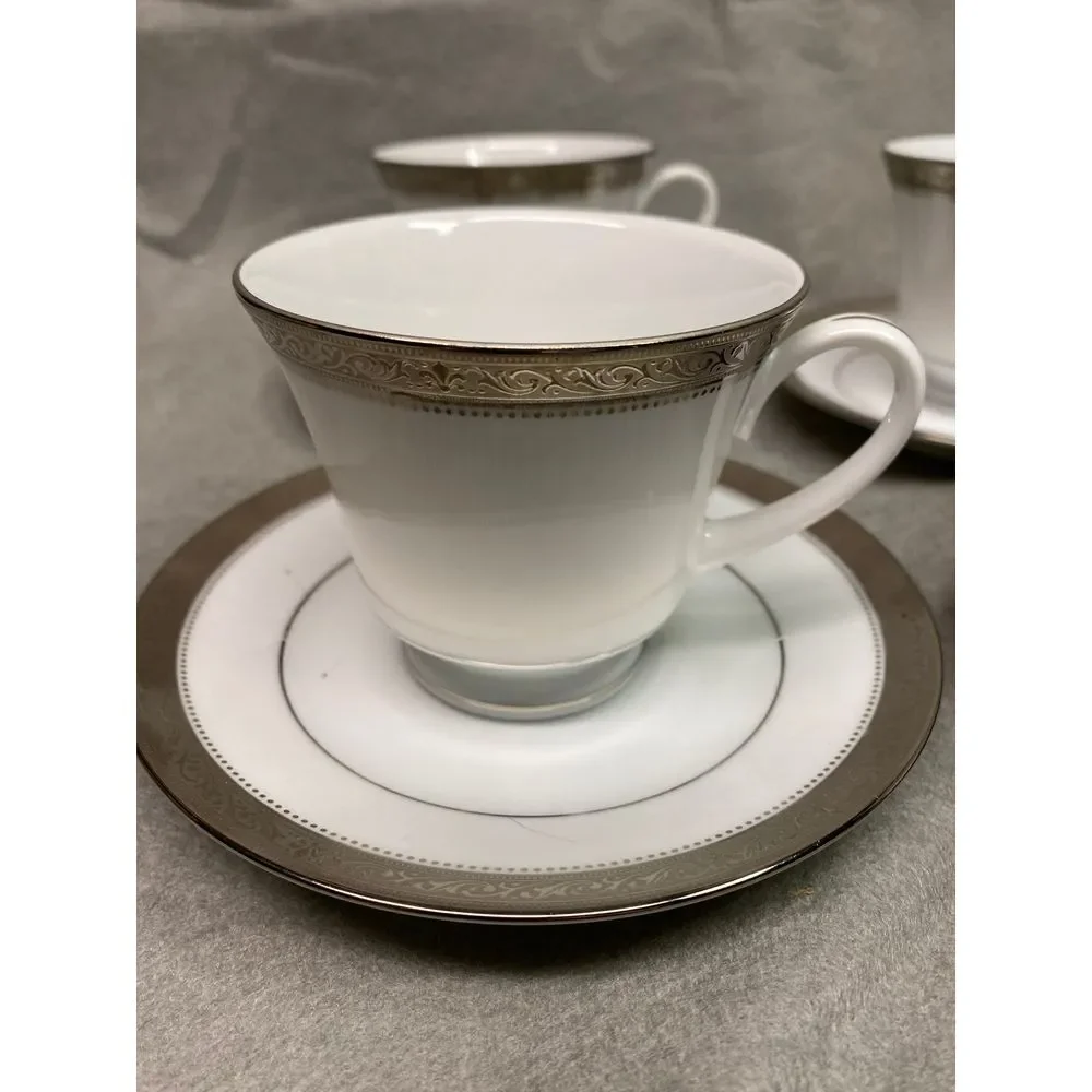 NORITAKE SIGNATURE PLATINUM BONE CHINA TEA‎ CUP AND SAUCER